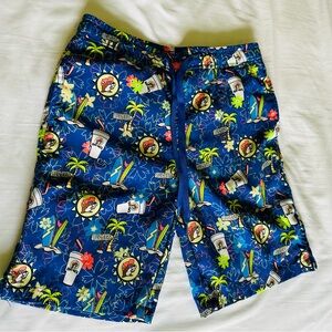 Blue Tropical Print Kid's Swim Shorts Buc-ee’s